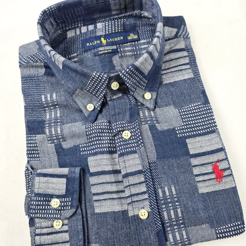 PRL Pattern dress Shirt for men | Blue