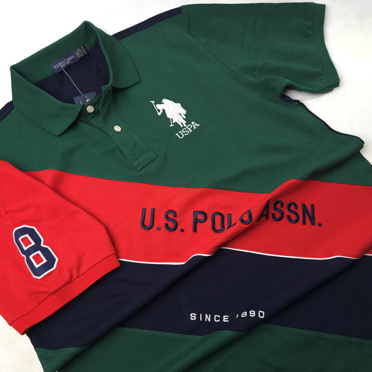 USP. Two toned Slant polo shirt | Green