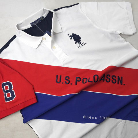 USP. Two toned Slant polo shirt | White