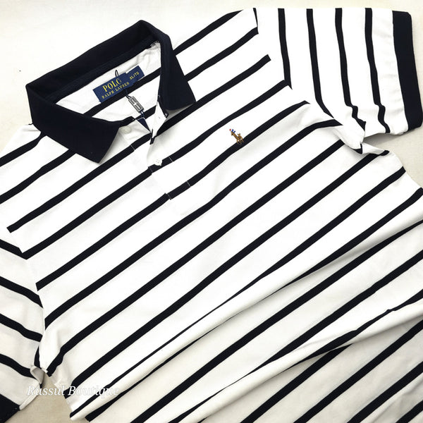 PRL stripped designer polo shirt | White
