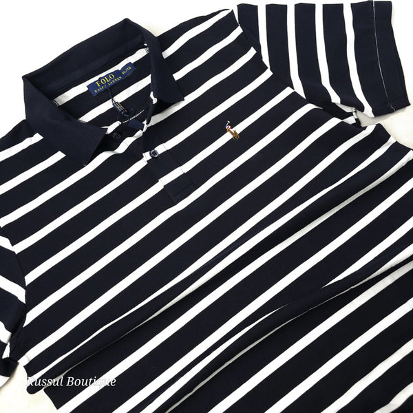 PRL stripped designer polo shirt | Navy Blue