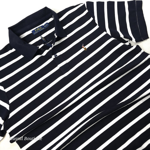 PRL stripped designer polo shirt | Navy Blue