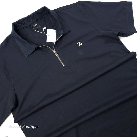 ZR Zip neck polo shirt | Navy blue