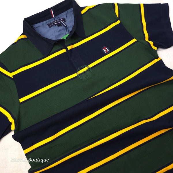 THF Spark two toned stripped polo | Green/Blue