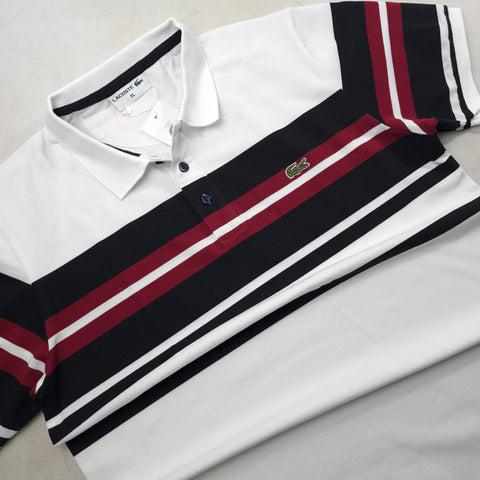 LST two toned striped polo shirt | White