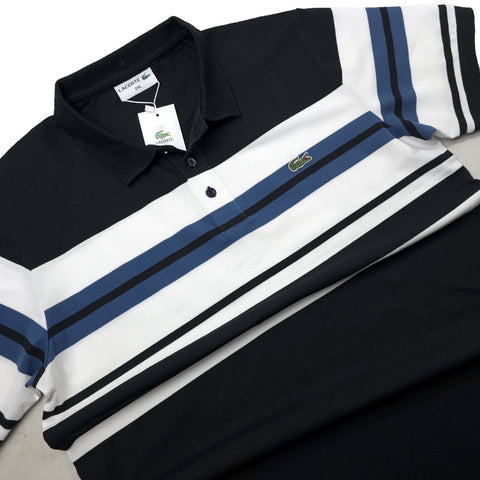 LST two toned striped polo shirt | Black