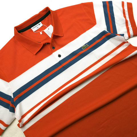 LST two toned striped polo shirt | Orange
