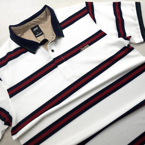 JP designer striped polo shirt | WHite