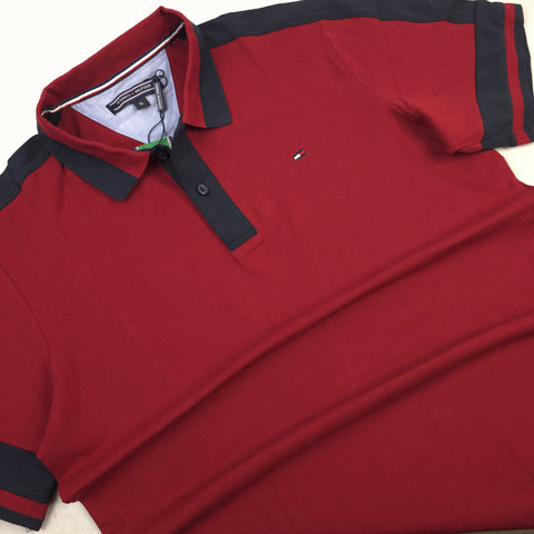 THF duo collar designer polo shirt | Wine