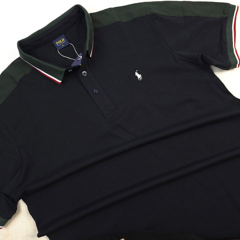 PRL T-neck polo shirt | Navy blue