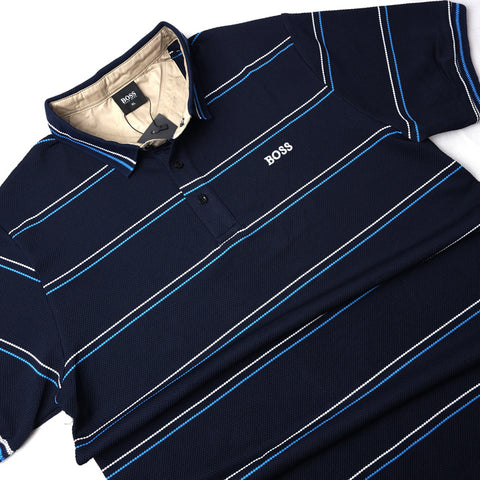 BS woven striped polo shirt | Navy blue