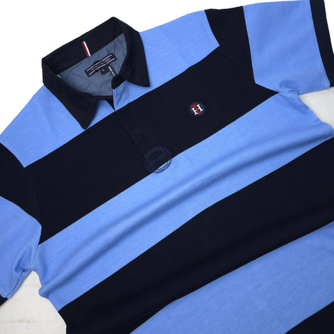 THF bold two toned stripped polo | Sky blue