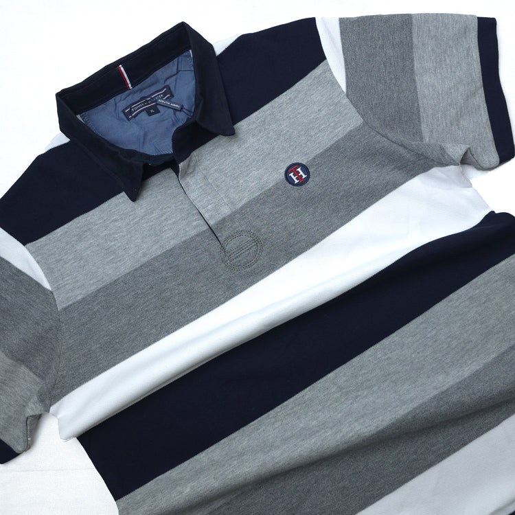 THF bold two toned stripped polo | Grey