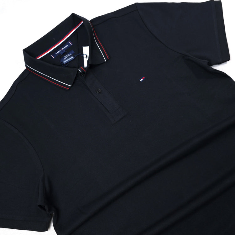 THF detail designer polo shirt | Black