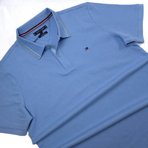 THF detail designer polo shirt | Skyblue