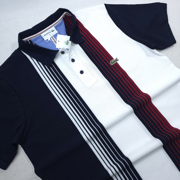 LST striped designer polo shirt | White