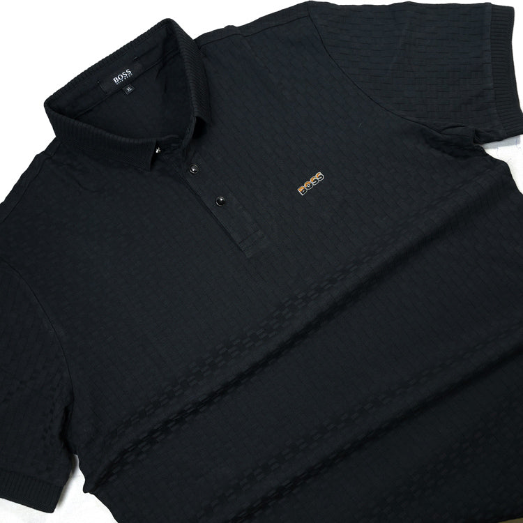 BS pattern polo shirt | Black