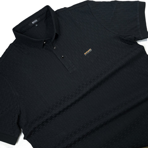 BS pattern polo shirt | Black