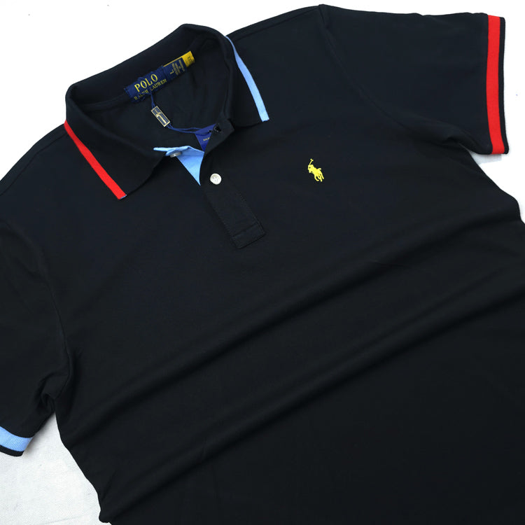PRL deluxe plain polo shirt | Black