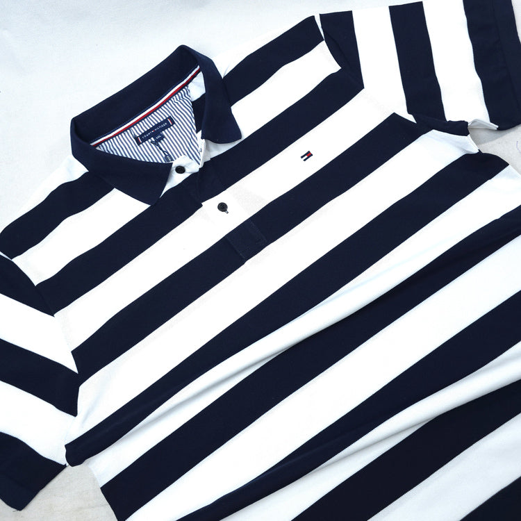 THF classic stripped polo | White/Blue