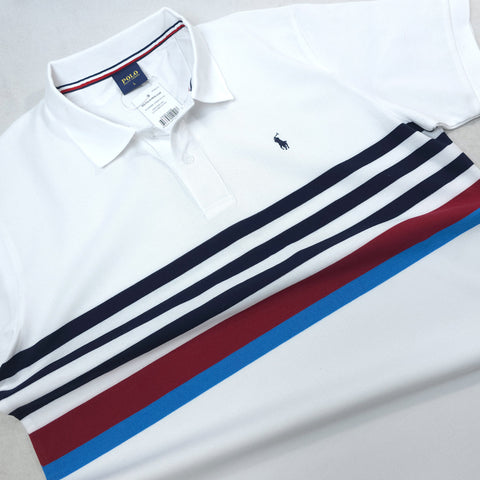 PRL trail striped men's polo | White