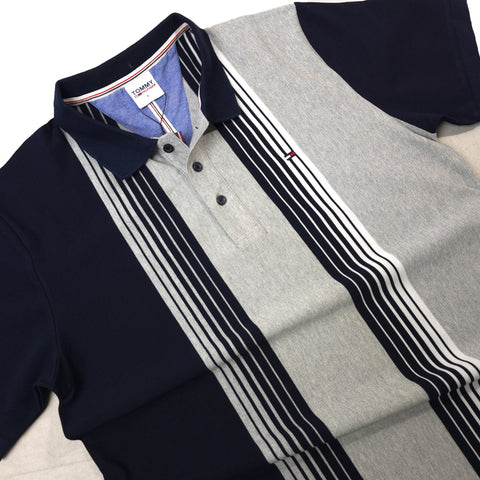 THF striped designer polo shirt | Grey