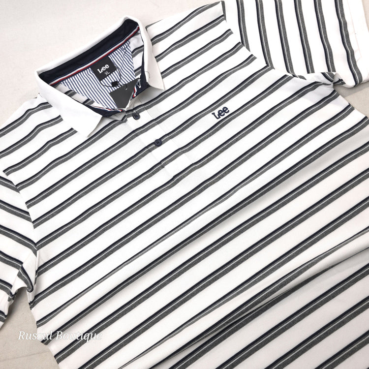 Lee classic striped designer polo | White