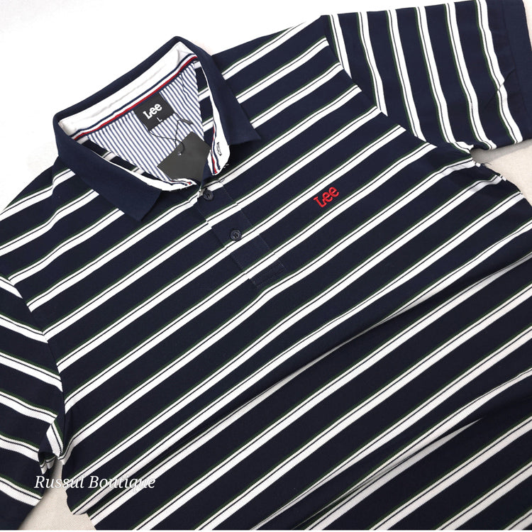 Lee classic striped designer polo | Navy blue