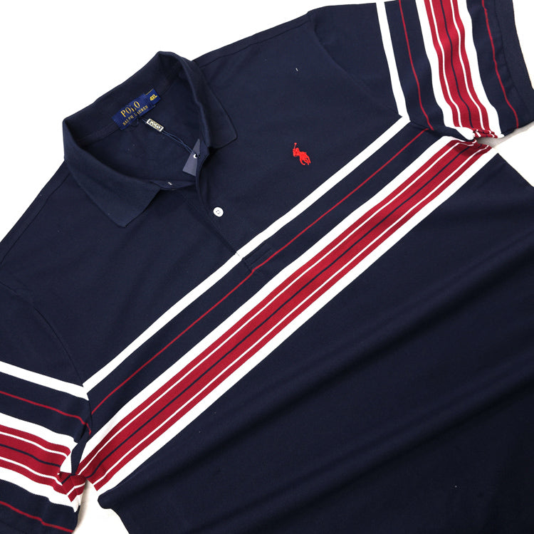 PRL Jazz-striped men's polo | Navy blue