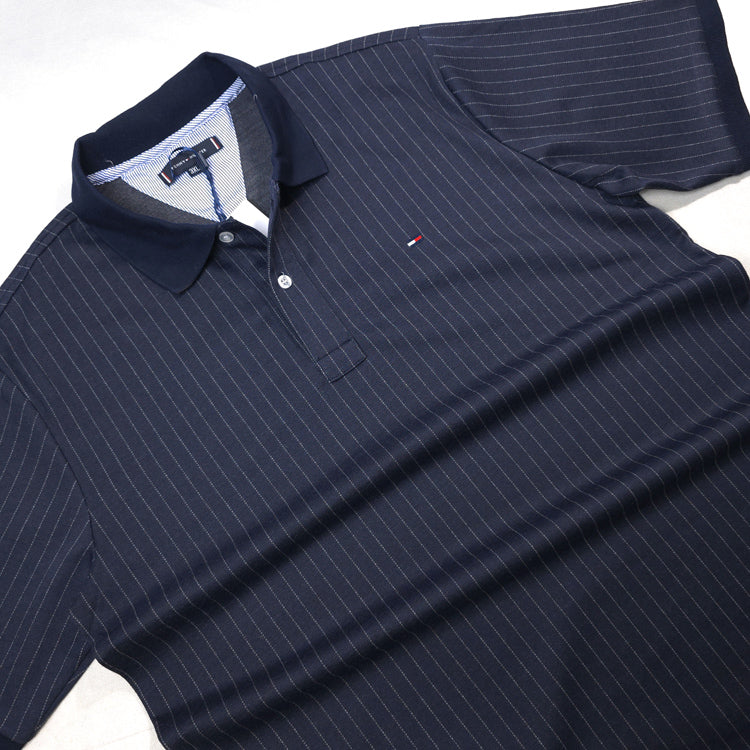 THF tiny striped polo shirt | Navy blue