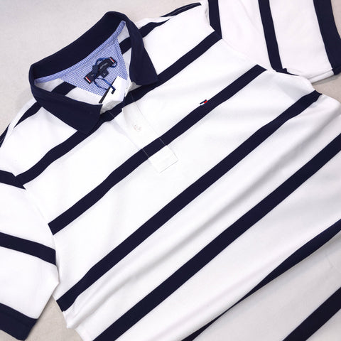 THF striped designer polo shirt | White