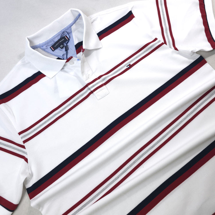 THF Dash striped designer polo | White