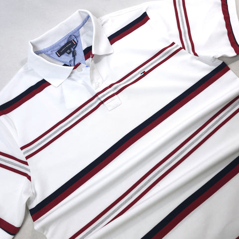 THF Dash striped designer polo | White