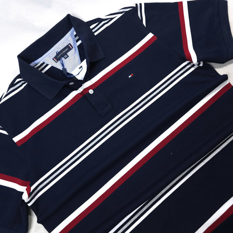 THF Dash striped designer polo | Navy blue