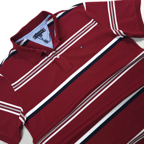THF Dash striped designer polo | Wine