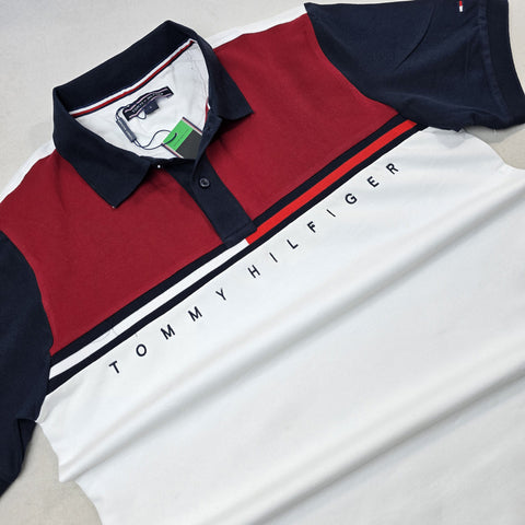 THF lettered two toned polo | White