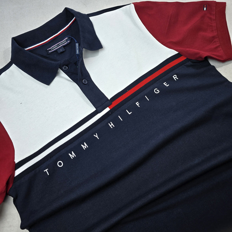 THF lettered two toned polo | Navy blue
