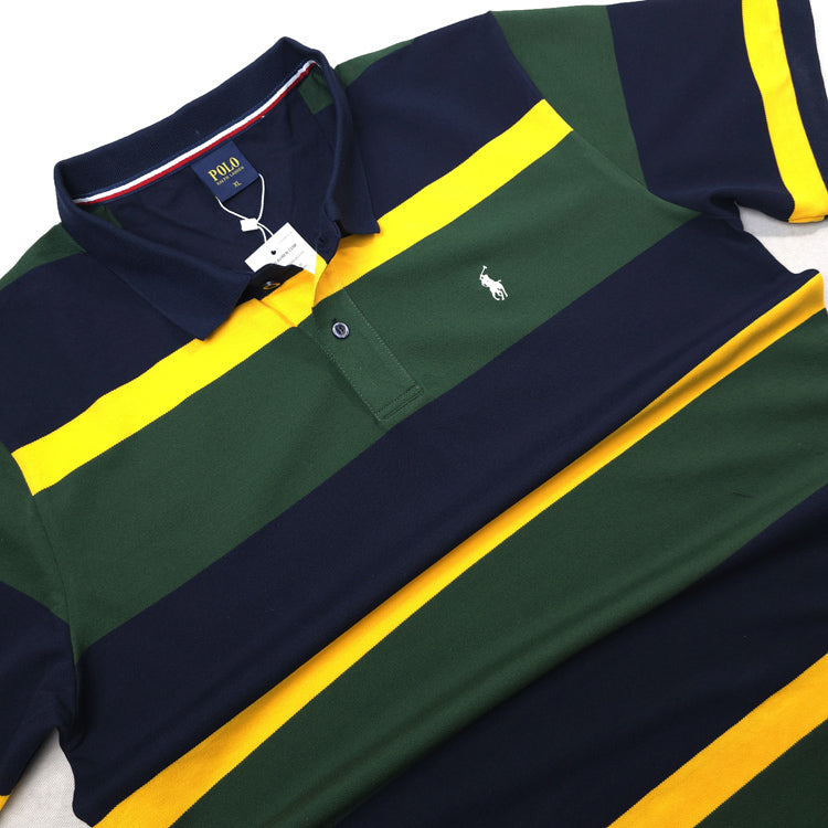 PRL Spark two toned stripped polo | Green/Blue