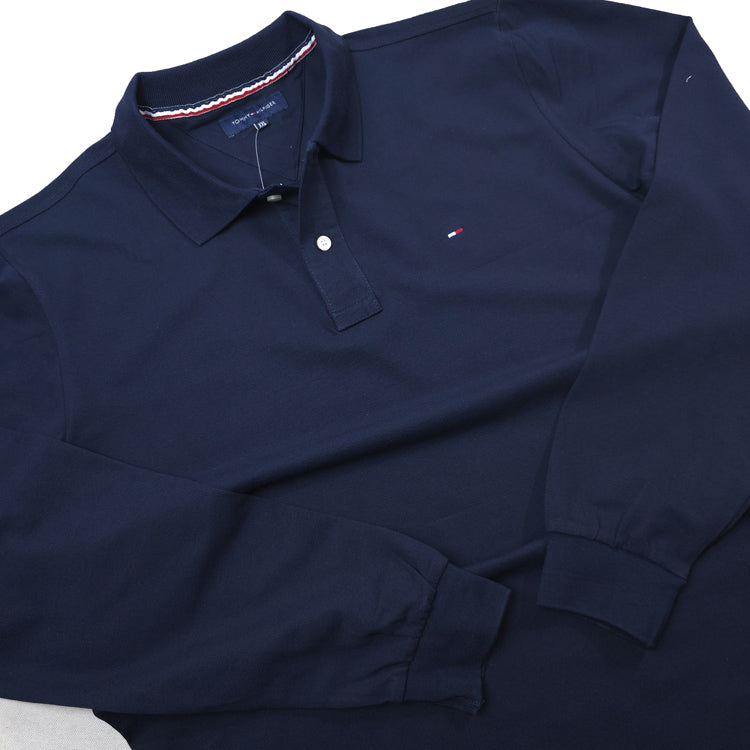 Longsleeve THF plain polo for men | Navy blue