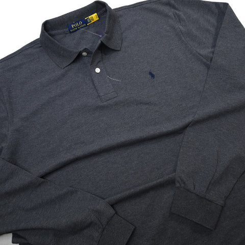 Longsleeve PRL plain polo for men | Grey