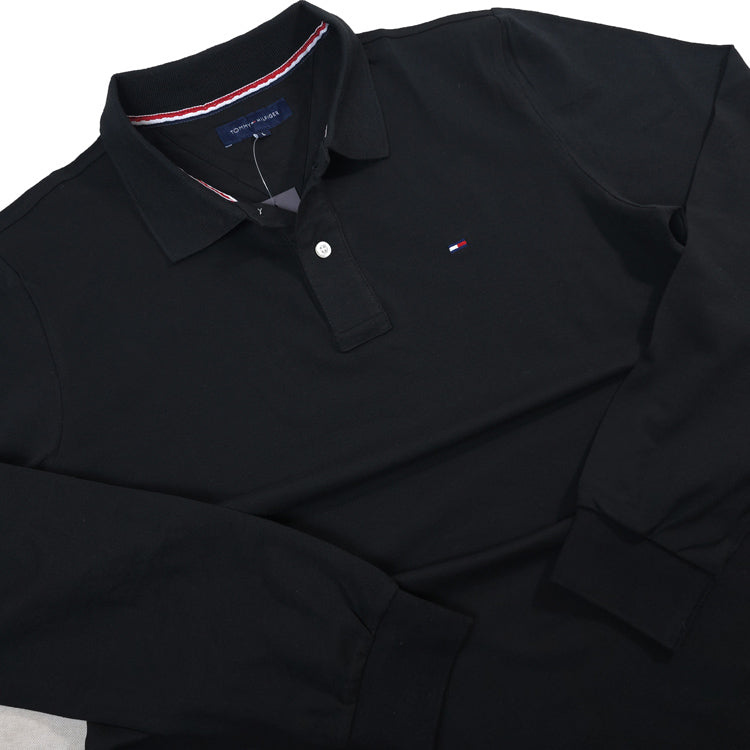 Longsleeve THF plain polo for men | Black