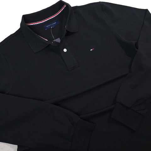Longsleeve THF plain polo for men | Black
