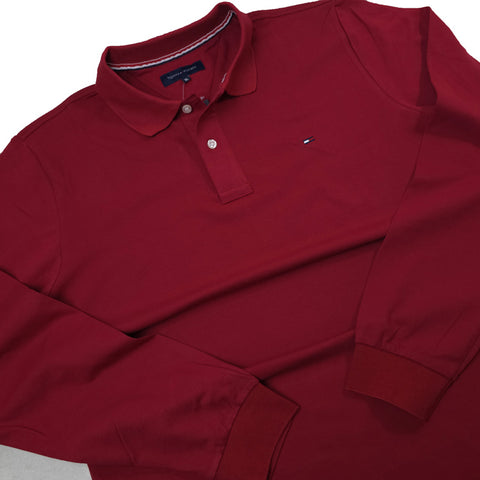 Longsleeve THF plain polo for men | Wine