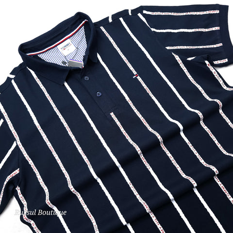THF print lettered polo | Navy blue