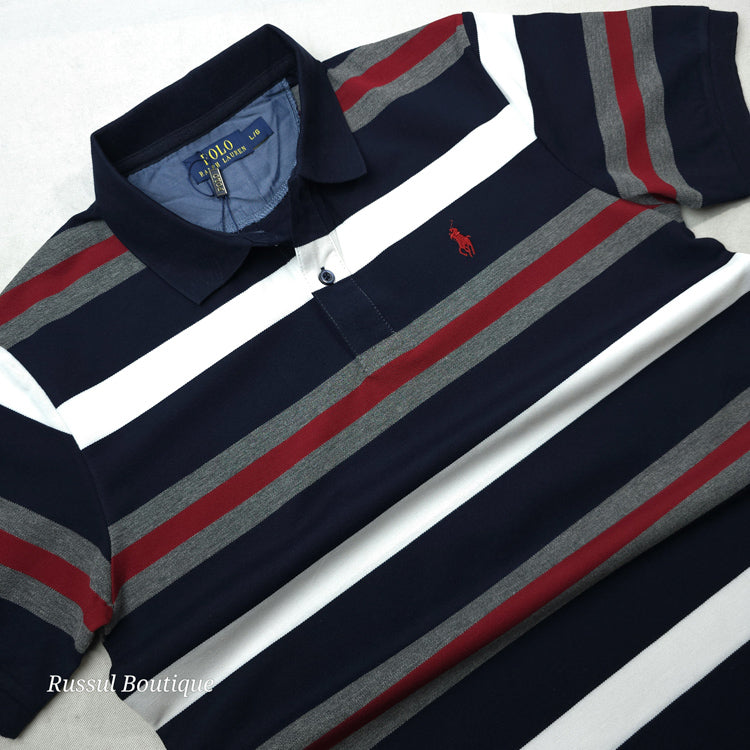 PRL Drip striped men's polo | Navy blue
