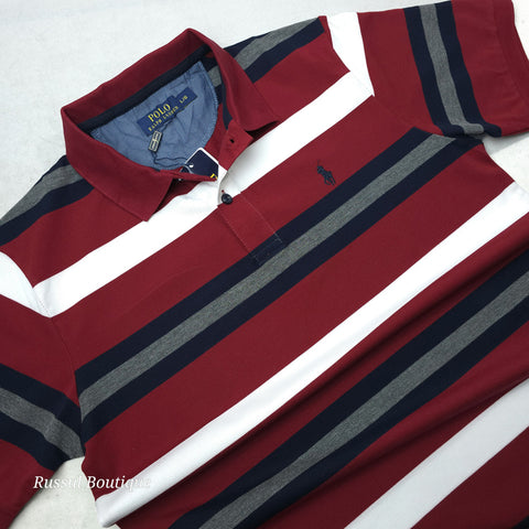 PRL Drip striped men's polo | Wine