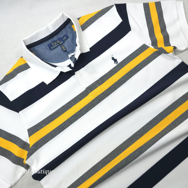 PRL Drip striped men's polo | White