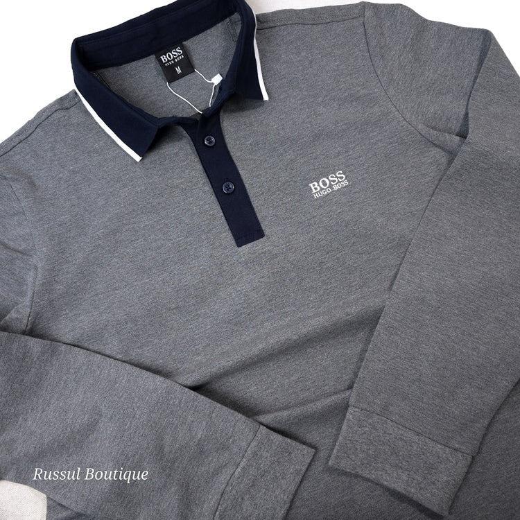 Longsleeve BS plain polo for men | Grey