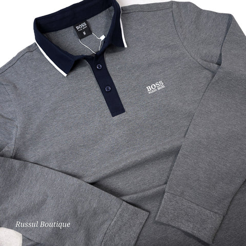 Longsleeve BS plain polo for men | Grey