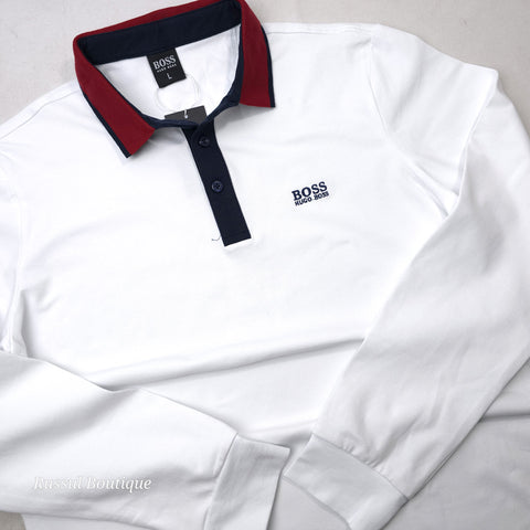 Longsleeve BS plain polo for men | White